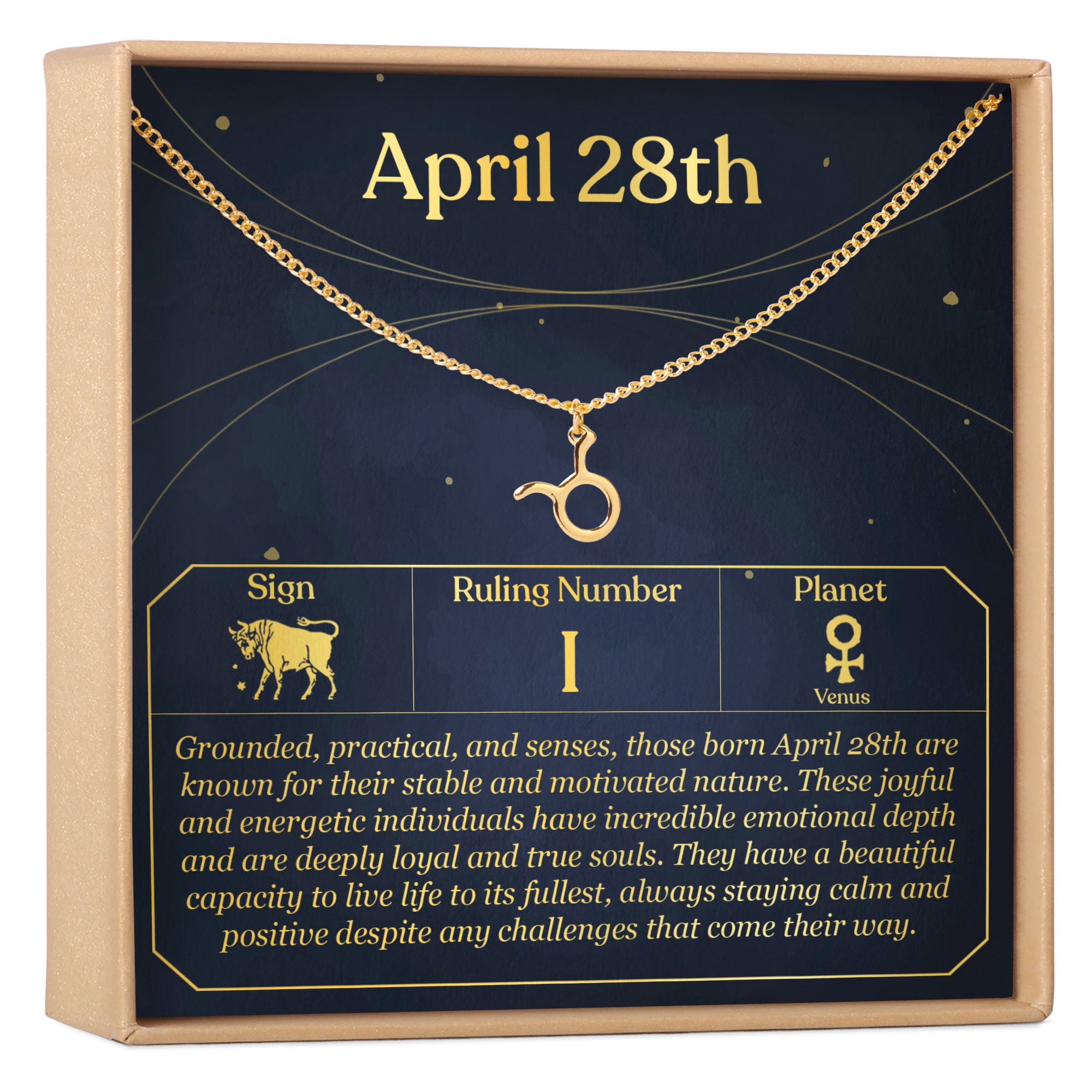April 28th Necklace Present for Birthday, Celebration, Gift for Her, Taurus - Dear Ava